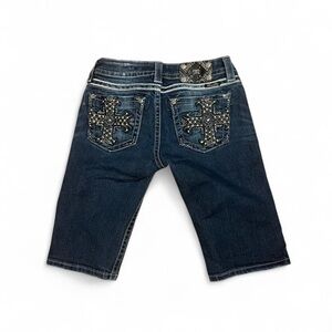 Miss Me blue denim Bermuda shorts